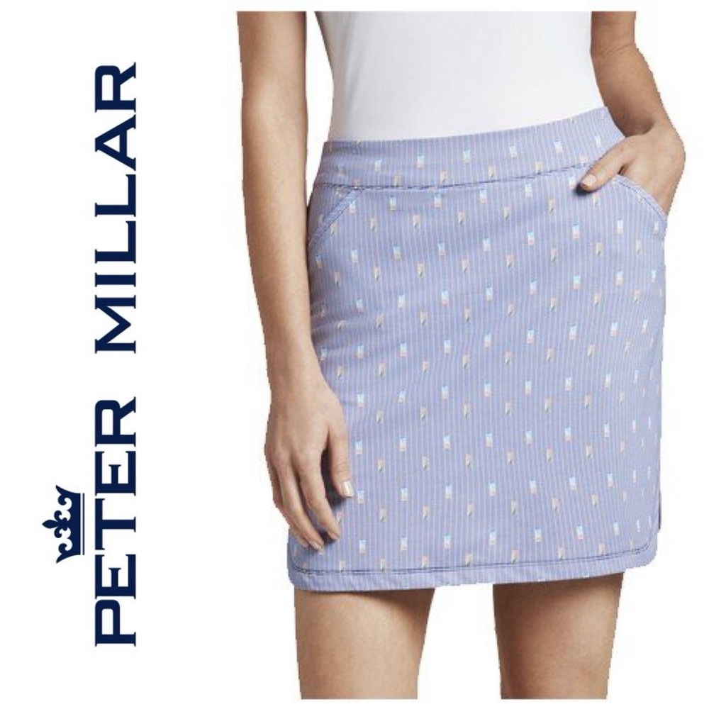 Peter Millar Womens Alice 18″ Petal Hem Skort -Dominoes Sport Navy Size:Small